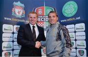 9 August 2013; Liverpool manager Brendan Rodgers, right, and Celtic manager Neil Lennon during a press conference ahead of their side's Dublin Decider game on Saturday. Dublin Decider Pre-Match Press Conference, Mansion House, Dublin. Picture credit: Matt Browne / SPORTSFILE