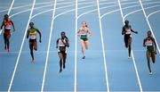 10 August 2013; Ireland's Jennifer Carey during her heat of the women's 400m event, where she finished in 5th place in a time of 52.62. Also pictured are, from left, Aauri Lorena Bokesa, Spain, Patricia Hall, Jamaica, Amantle Montsho, Botswana, Maureen Jelagat Maiyo, Kenya, and Regina George, Nigera. IAAF World Athletics Championships - Day 1. Luzhniki Stadium, Moscow, Russia. Picture credit: Stephen McCarthy / SPORTSFILE