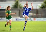10 August 2013; Laura Marie Maher, Laois, in action against Orla Byrne, Meath. TG4 All-Ireland Ladies Football Senior Championship, Round 2, Qualifier, Laois v Meath, St. Brendan’s Park, Birr, Co. Offaly. Photo by Sportsfile
