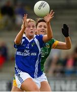 10 August 2013; Ciara Burke, Laois, in action against Maire O'Shaughnessy, Meath. TG4 All-Ireland Ladies Football Senior Championship, Round 2, Qualifier, Laois v Meath, St. Brendan’s Park, Birr, Co. Offaly. Photo by Sportsfile
