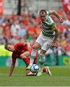 10 August 2013; Anthony Stokes, Glasgow Celtic XI, in action against Lucas Leiva, Liverpool XI. Dublin Decider, Liverpool XI v Glasgow Celtic XI, Aviva Stadium, Lansdowne Road, Dublin. Picture credit: Matt Browne / SPORTSFILE