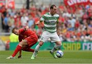 10 August 2013; Anthony Stokes, Glasgow Celtic XI, in action against Lucas Leiva, Liverpool XI. Dublin Decider, Liverpool XI v Glasgow Celtic XI, Aviva Stadium, Lansdowne Road, Dublin. Picture credit: Matt Browne / SPORTSFILE