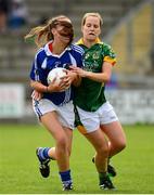 10 August 2013; Sinead Doogue, Laois, in action against Eileen Rahill, Meath. TG4 All-Ireland Ladies Football Senior Championship, Round 2, Qualifier, Laois v Meath, St. Brendan’s Park, Birr, Co. Offaly. Photo by Sportsfile