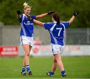 10 August 2013; Aisling Quigley, left, and Martha Kirwan, Laois, celebrate after the game. TG4 All-Ireland Ladies Football Senior Championship, Round 2, Qualifier, Laois v Meath, St. Brendan’s Park, Birr, Co. Offaly. Photo by Sportsfile