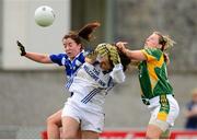10 August 2013; Martha Kirwan, left, and Ciamh Dollard, Laois, in action against Jenny Rispin, Meath. TG4 All-Ireland Ladies Football Senior Championship, Round 2, Qualifier, Laois v Meath, St. Brendan’s Park, Birr, Co. Offaly. Photo by Sportsfile