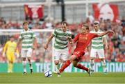10 August 2013; Lucas Leiva, Liverpool XI, in action against Anthony Stokes, Glasgow Celtic XI. Dublin Decider, Liverpool XI v Glasgow Celtic XI, Aviva Stadium, Lansdowne Road, Dublin. Picture credit: Matt Browne / SPORTSFILE