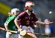 3 July 2022; Isabelle Lambert, St Brigid's NS, Castleknock, Dublin, representing Galway during the INTO Cumann na mBunscol GAA Respect Exhibition Go Games before the GAA Hurling All-Ireland Senior Championship Semi-Final match between Limerick and Galway at Croke Park in Dublin. Photo by Piaras Ó Mídheach/Sportsfile