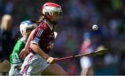 3 July 2022; Isabelle Lambert, St Brigid's NS, Castleknock, Dublin, representing Galway during the INTO Cumann na mBunscol GAA Respect Exhibition Go Games before the GAA Hurling All-Ireland Senior Championship Semi-Final match between Limerick and Galway at Croke Park in Dublin. Photo by Piaras Ó Mídheach/Sportsfile