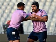 7 July 2022; Ofa Tuungafasi, right and Quinn Tupaea during New Zealand rugby squad training at Forsyth Barr Stadium in Dunedin, New Zealand. Photo by Brendan Moran/Sportsfile