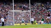 3 July 2022; Nickie Quaid of Limerick is beaten by a shot by Brian Concannon of Galway, right, for Galway's first goal during the GAA Hurling All-Ireland Senior Championship Semi-Final match between Limerick and Galway at Croke Park in Dublin. Photo by Piaras Ó Mídheach/Sportsfile