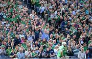 3 July 2022; Supporters during the GAA Hurling All-Ireland Senior Championship Semi-Final match between Limerick and Galway at Croke Park in Dublin. Photo by Piaras Ó Mídheach/Sportsfile