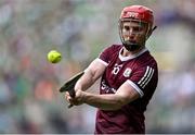 3 July 2022; Tom Monaghan of Galway scores a point during the GAA Hurling All-Ireland Senior Championship Semi-Final match between Limerick and Galway at Croke Park in Dublin. Photo by Piaras Ó Mídheach/Sportsfile