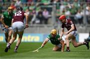 3 July 2022; Tom Morrissey of Limerick in action against Tom Monaghan of Galway during the GAA Hurling All-Ireland Senior Championship Semi-Final match between Limerick and Galway at Croke Park in Dublin. Photo by Piaras Ó Mídheach/Sportsfile