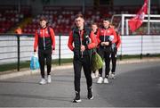 7 July 2022; Derry City goalkeeper Brian Maher arrives for the UEFA Europa Conference League 2022/23 First Qualifying Round First Leg match between Derry City and Riga at the Ryan McBride Brandywell Stadium in Derry. Photo by Stephen McCarthy/Sportsfile