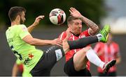 7 July 2022; Patrick McEleney of Derry City in action against Thanos Petsos of Riga during the UEFA Europa Conference League 2022/23 First Qualifying Round First Leg match between Derry City and Riga at the Ryan McBride Brandywell Stadium in Derry. Photo by Stephen McCarthy/Sportsfile