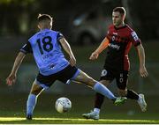 7 July 2022; Liam Burt of Bohemians in action against Donal Higgins of UCD during the SSE Airtricity League Premier Division match between UCD and Bohemians at UCD Bowl in Belfield, Dublin. Photo by George Tewkesbury/Sportsfile