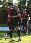 7 July 2022; Ali Coote of Bohemians celebrates with team-mate Liam Burt after scoring their side's second during the SSE Airtricity League Premier Division match between UCD and Bohemians at UCD Bowl in Belfield, Dublin. Photo by George Tewkesbury/Sportsfile