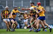 2 July 2022; Clare players David McInerney, 7, and Cathal Malone, 10, try to gather possession during the GAA Hurling All-Ireland Senior Championship Semi-Final match between Kilkenny and Clare at Croke Park in Dublin. Photo by Piaras Ó Mídheach/Sportsfile