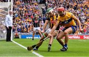 2 July 2022; Paddy Deegan of Kilkenny in action against Peter Duggan of Clare during the GAA Hurling All-Ireland Senior Championship Semi-Final match between Kilkenny and Clare at Croke Park in Dublin. Photo by Piaras Ó Mídheach/Sportsfile