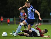 7 July 2022; Sam Todd of UCD is fouled by Ali Coote of Bohemians during the SSE Airtricity League Premier Division match between UCD and Bohemians at UCD Bowl in Belfield, Dublin. Photo by George Tewkesbury/Sportsfile