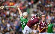 3 July 2022; Pádraic Mannion of Galway in action against Cian Lynch of Limerick during the GAA Hurling All-Ireland Senior Championship Semi-Final match between Limerick and Galway at Croke Park in Dublin. Photo by Sam Barnes/Sportsfile