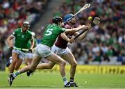 3 July 2022; Conor Cooney of Galway in action against Diarmaid Byrnes of Limerick during the GAA Hurling All-Ireland Senior Championship Semi-Final match between Limerick and Galway at Croke Park in Dublin. Photo by Sam Barnes/Sportsfile