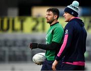 8 July 2022; Hugo Keenan, left, and Garry Ringrose during the Ireland rugby squad captain's run at Forsyth Barr Stadium in Dunedin, New Zealand. Photo by Brendan Moran/Sportsfile