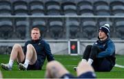 8 July 2022; Ciaran Frawley, left, and Jonathan Sexton during the Ireland rugby squad captain's run at Forsyth Barr Stadium in Dunedin, New Zealand. Photo by Brendan Moran/Sportsfile