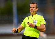 5 July 2022; Referee Morten Krogh during the UEFA Champions League 2022/23 First Qualifying Round First Leg match between Shamrock Rovers and Hibernians at Tallaght Stadium in Dublin. Photo by Stephen McCarthy/Sportsfile
