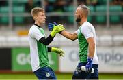 5 July 2022; Shamrock Rovers goalkeepers Tom Leitis, left, and Alan Mannus before the UEFA Champions League 2022/23 First Qualifying Round First Leg match between Shamrock Rovers and Hibernians at Tallaght Stadium in Dublin. Photo by Stephen McCarthy/Sportsfile