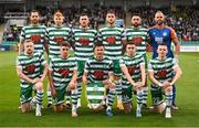 5 July 2022; The Shamrock Rovers team, back row, from left, Chris McCann, Rory Gaffney, Aaron Greene, Lee Grace, Roberto Lopes and goalkeeper Alan Mannus, with, front row, Sean Hoare, Dylan Watts, Ronan Finn, Gary O'Neill and Andy Lyons before the UEFA Champions League 2022/23 First Qualifying Round First Leg match between Shamrock Rovers and Hibernians at Tallaght Stadium in Dublin. Photo by Stephen McCarthy/Sportsfile