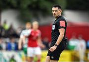 27 June 2022; Referee Rob Hennessy during the SSE Airtricity League Premier Division match between St Patrick's Athletic and Shamrock Rovers at Richmond Park in Dublin. Photo by Piaras Ó Mídheach/Sportsfile