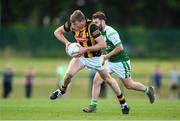 8 July 2022; Mick Malone of Kilkenny in action against Alfie McNulty of London during the GAA Football All-Ireland Junior Championship Semi-Final match between Kilkenny and London at the GAA National Games Development Centre in Abbotstown, Dublin. Photo by Stephen McCarthy/Sportsfile