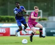 8 July 2022; Richard Taylor of Waterford in action against Eoin Farrell during the SSE Airtricity League First Division match between Waterford and Wexford at RSC in Waterford. Photo by Michael P Ryan/Sportsfile