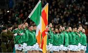 9 July 2022; The Ireland team before the Steinlager Series match between New Zealand and Ireland at the Forsyth Barr Stadium in Dunedin, New Zealand. Photo by Brendan Moran/Sportsfile