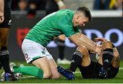 9 July 2022; Jonathan Sexton of Ireland celebrates his side's first try, scored by Andrew Porter, during the Steinlager Series match between New Zealand and Ireland at the Forsyth Barr Stadium in Dunedin, New Zealand. Photo by Brendan Moran/Sportsfile