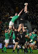 9 July 2022; Brodie Retallick of New Zealand wins possession in the lineout against James Ryan of Ireland during the Steinlager Series match between New Zealand and Ireland at the Forsyth Barr Stadium in Dunedin, New Zealand. Photo by Brendan Moran/Sportsfile