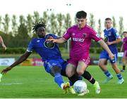 8 July 2022; Len O'Sullivan of Wexford is tackled by Tunmise Sobowale of Waterford during the SSE Airtricity League First Division match between Waterford and Wexford at RSC in Waterford. Photo by Michael P Ryan/Sportsfile