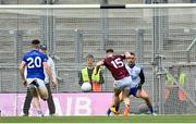 9 July 2022; Lorcan Dolan of Westmeath shoots to score his side's first goal past Cavan goalkeeper Raymond Galligan during the Tailteann Cup Final match between Cavan and Westmeath at Croke Park in Dublin. Photo by Stephen McCarthy/Sportsfile