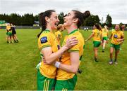 9 July 2022; Donegal players Emma McCrory, left, and Róisín Rodgers after the TG4 All-Ireland Ladies Football Senior Championship Quarter-Final between Donegal and Dublin at Páirc Seán Mac Diarmada in Carrick-on-Shannon, Leitrim. Photo by Eóin Noonan/Sportsfile