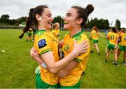 9 July 2022; Donegal players Emma McCrory, left, and Róisín Rodgers after the TG4 All-Ireland Ladies Football Senior Championship Quarter-Final between Donegal and Dublin at Páirc Seán Mac Diarmada in Carrick-on-Shannon, Leitrim. Photo by Eóin Noonan/Sportsfile