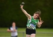 9 July 2022; Emma Foley of Ferbane AC, Offaly, competing in the under 15 girls shot put during day two of the Irish Life Health National Juvenile Track and Field Championships at Tullamore Harriers Stadium in Tullamore, Offaly. Photo by Sam Barnes/Sportsfile