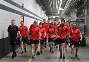 9 July 2022; The Derry team arrives before the GAA Football All-Ireland Senior Championship Semi-Final match between Derry and Galway at Croke Park in Dublin. Photo by Ramsey Cardy/Sportsfile