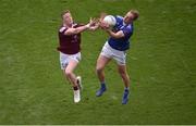 9 July 2022; Padraig Faulkner of Cavan in action against Ray Connellan of Westmeath during the Tailteann Cup Final match between Cavan and Westmeath at Croke Park in Dublin. Photo by Daire Brennan/Sportsfile