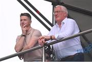 9 July 2022; RTE analysts Pat Spillane, right, and Mickey Quinn during the GAA Football All-Ireland Senior Championship Semi-Final match between Derry and Galway at Croke Park in Dublin. Photo by Ramsey Cardy/Sportsfile