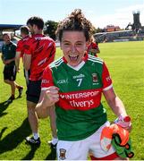 9 July 2022; Mayo captain Kathryn Sullivan celebrates after the TG4 All-Ireland Ladies Football Senior Championship Quarter-Final match between Cork and Mayo at Cusack Park in Ennis, Clare. Photo by Matt Browne/Sportsfile