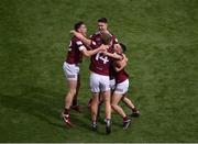 9 July 2022; Westmeath players, left to right, Sam Duncan, Alex Gardiner, John Heslin, Jack Smith, and Ronan O’Toole celebrate after the Tailteann Cup Final match between Cavan and Westmeath at Croke Park in Dublin. Photo by Daire Brennan/Sportsfile