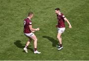 9 July 2022; Westmeath players, Ray Connellan, left, and James Dolan celebrate after the Tailteann Cup Final match between Cavan and Westmeath at Croke Park in Dublin. Photo by Daire Brennan/Sportsfile