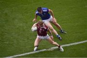 9 July 2022; Luke Loughlin of Westmeath keeps the ball in play despite the challenge of Jason McLoughlin of Cavan during the Tailteann Cup Final match between Cavan and Westmeath at Croke Park in Dublin. Photo by Daire Brennan/Sportsfile