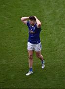 9 July 2022; Thomas Galligan of Cavan leaves the field after being sent off during the Tailteann Cup Final match between Cavan and Westmeath at Croke Park in Dublin. Photo by Daire Brennan/Sportsfile
